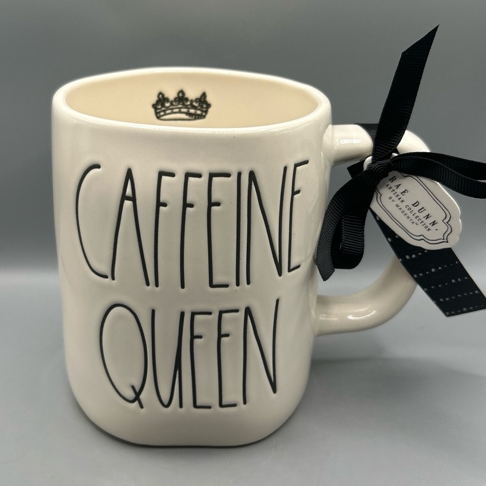 Rae Dunn CAFFEINE QUEEN Ceramic Coffee Mug With Royal Crown NEW